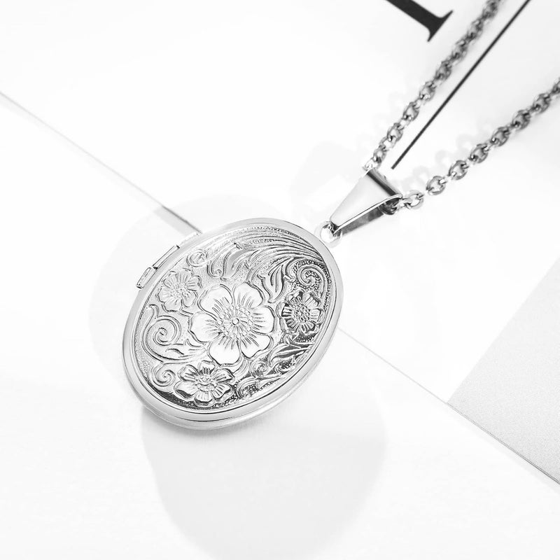 Weenkeey 2 Pcs Locket Necklace that Holds Pictures Stainless Steel Locket Pendant Necklace Memory Photo Pendant Necklace for Women Girls - Image 3